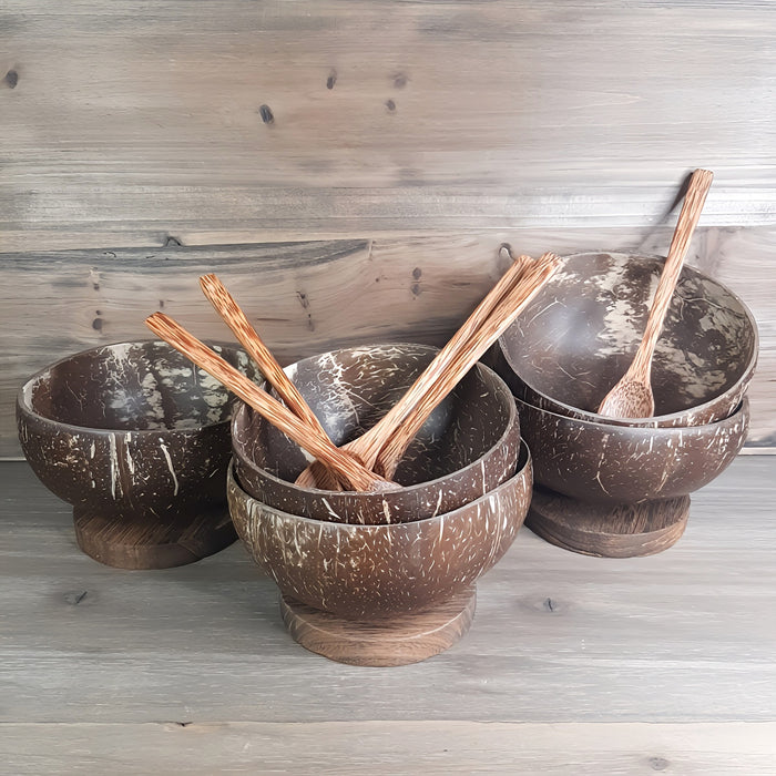 Real Coconut Bowl and Spoon Set Eco friendly Sustainable Kitchen Goods