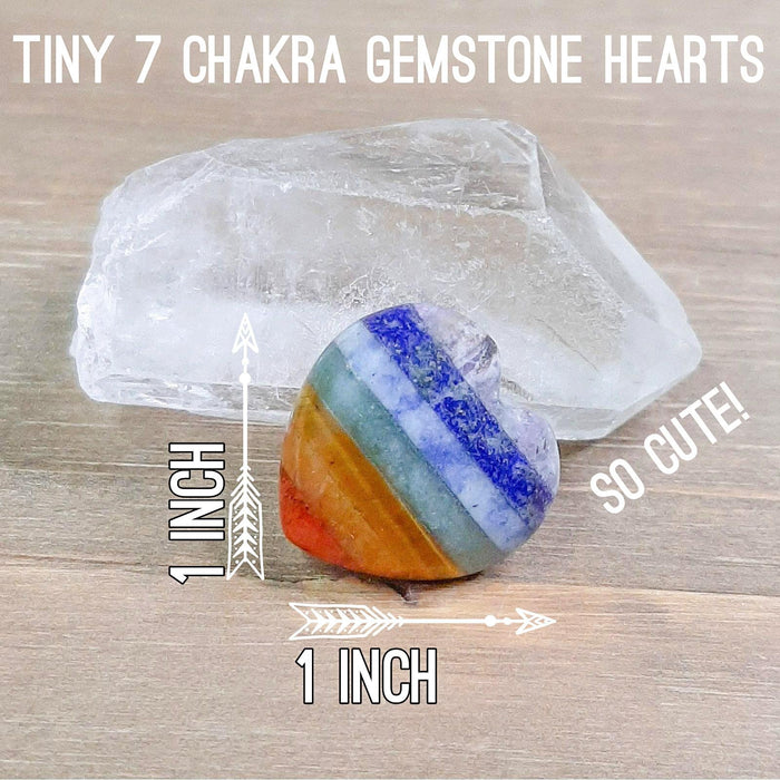 7 Chakra Mini Rainbow Gemstone and Crystal Heart Peace and Love