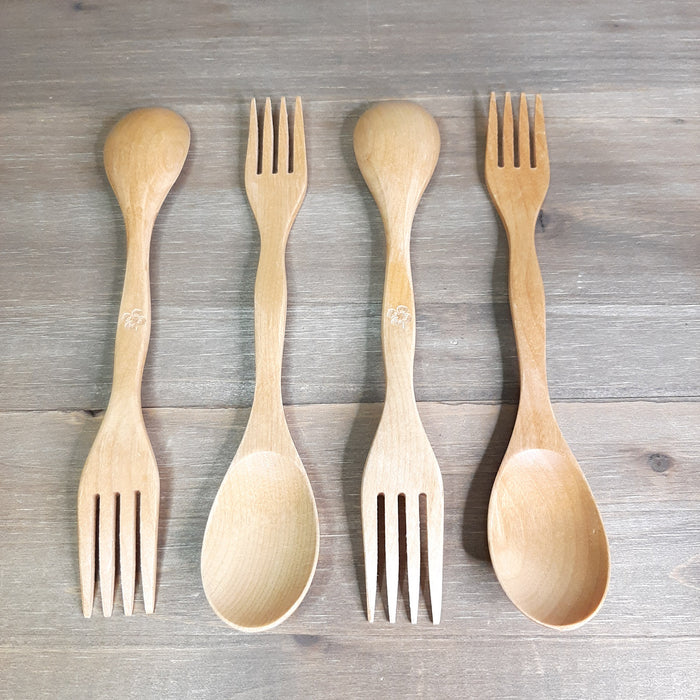 Bamboo Fork and Spoon Set of 4 Back