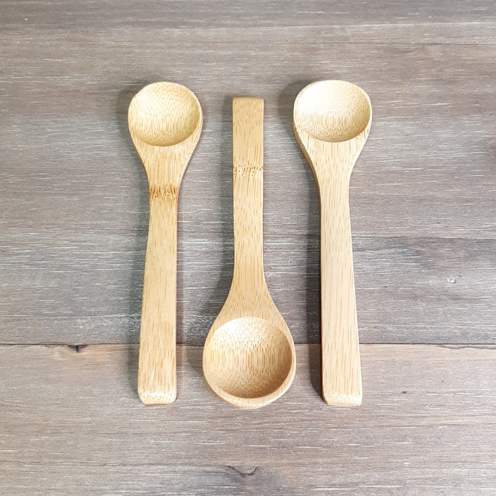 3 Mini Bamboo Spoons Close Up