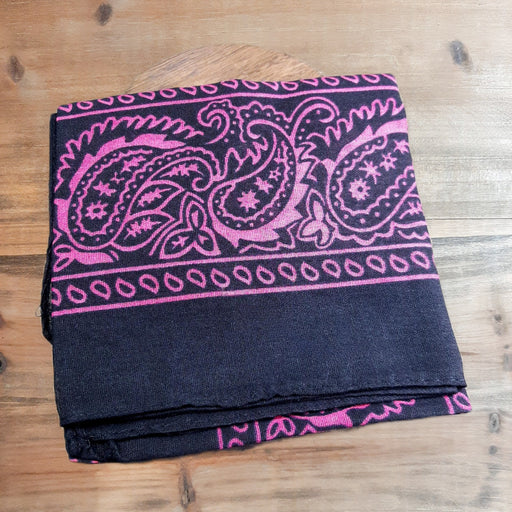 Black and Hot Pink Bandana Square Fold