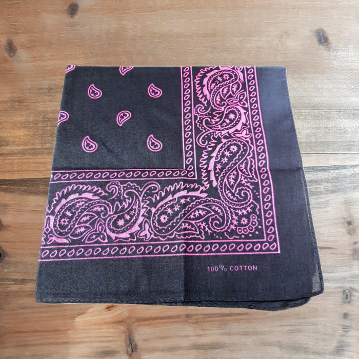 Black and Hot Pink Bandana Diagnal Fold