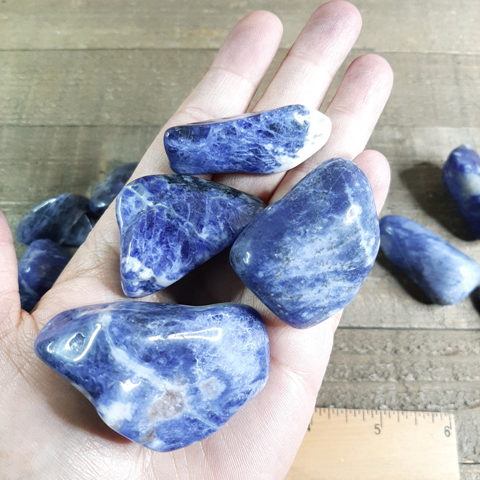 Large A Grade Blue Sodalite Stones in Hand