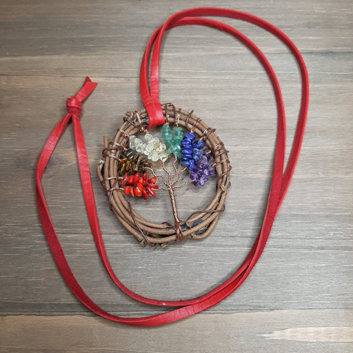 Boho Sapien Copper and Gemstone Grapevine Tree of Life Necklace Full