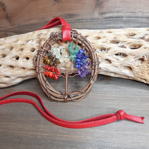 Boho Sapien Copper and Gemstone Grapevine Tree of Life Necklace Display