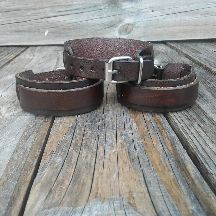 Brown Vegan Leather Bracelet Bohemian Hollywood Actor Style Back