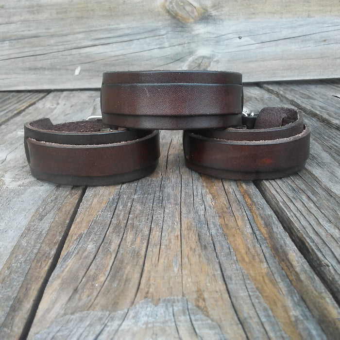 Brown Vegan Leather Bracelet Bohemian Hollywood Actor Style Front