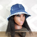 Dark Blue Distressed Denim Hat Side