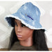 Light Blue Denim Bucket Hat Adjustable Brim with Pin