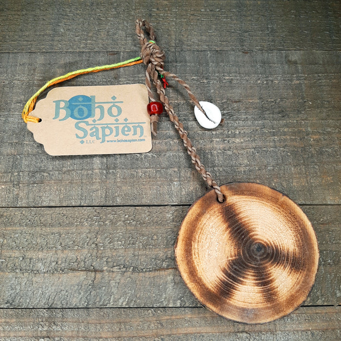 Eco-friendly Pyrography Peace Sign Tree Slice Wall Hanging