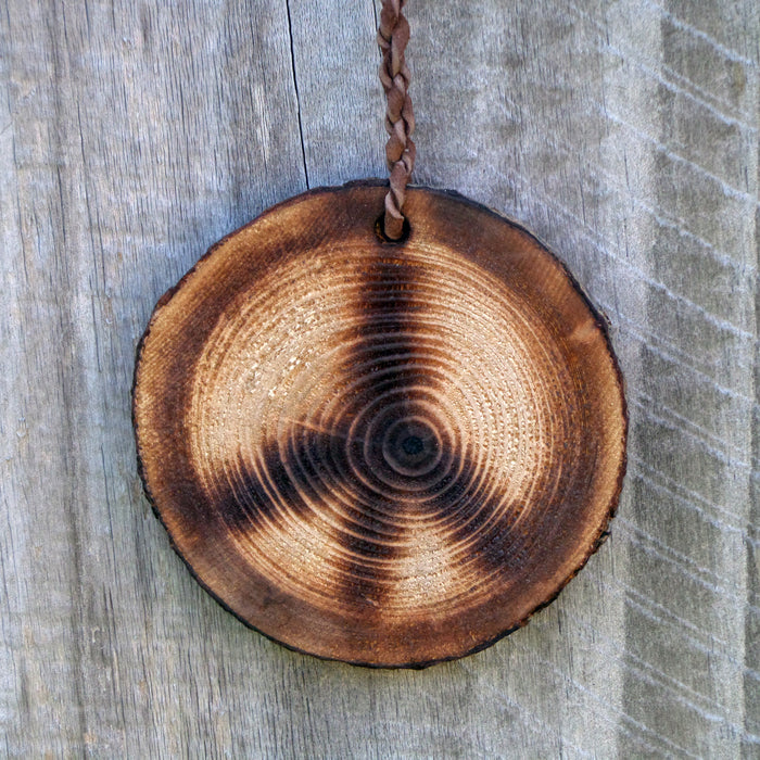 Eco-friendly Pyrography Peace Sign Tree Slice Wall Hanging