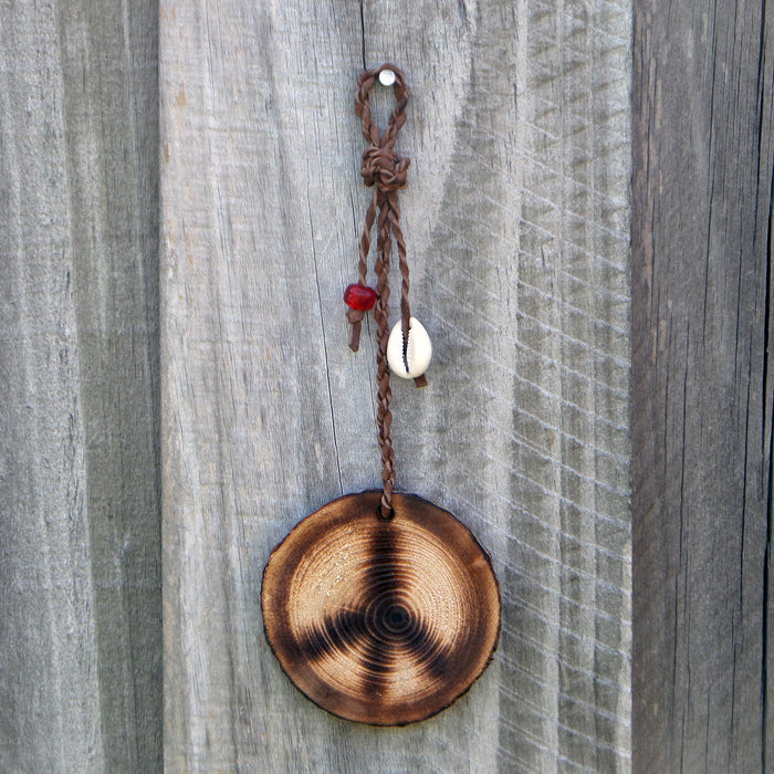 Eco-friendly Pyrography Peace Sign Tree Slice Wall Hanging