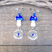 Blue Evil Eye Mushroom Earrings Hypoallergenic Stainless Steel