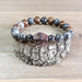 Flame Stone Skull Stretch Bracelet Size 7 Front View