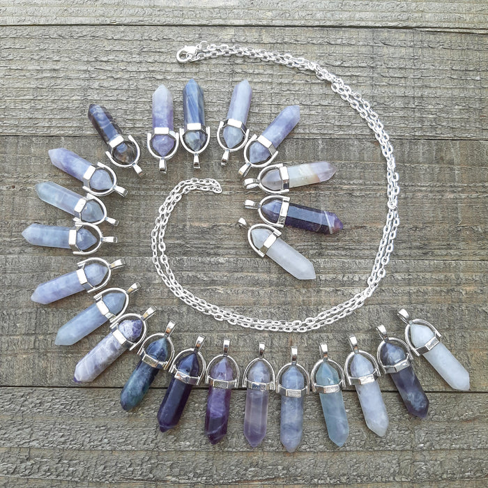 Florite Crystal Point Pendants in a Swirl