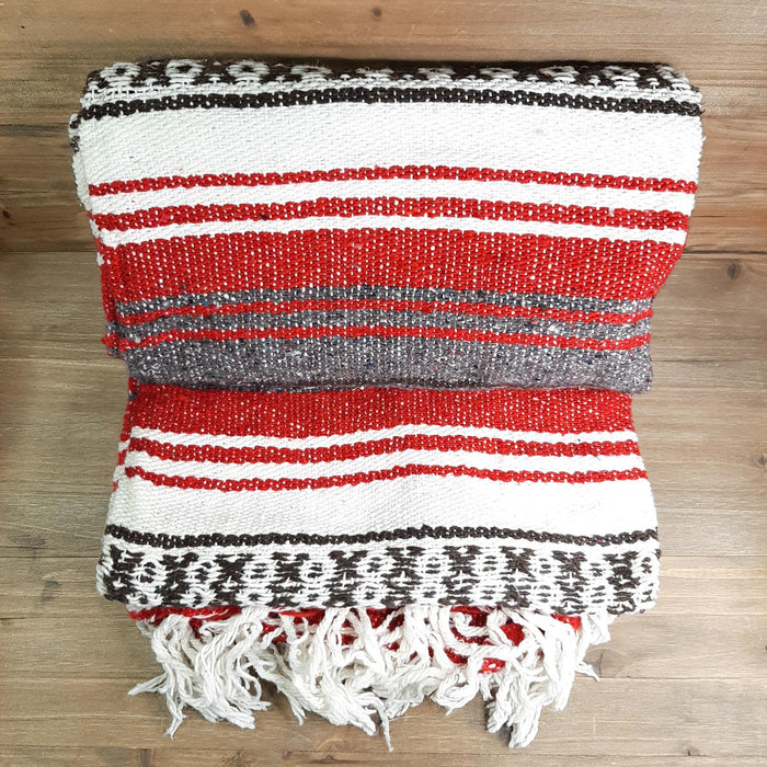 Mexican Falsa Blanket Red and White