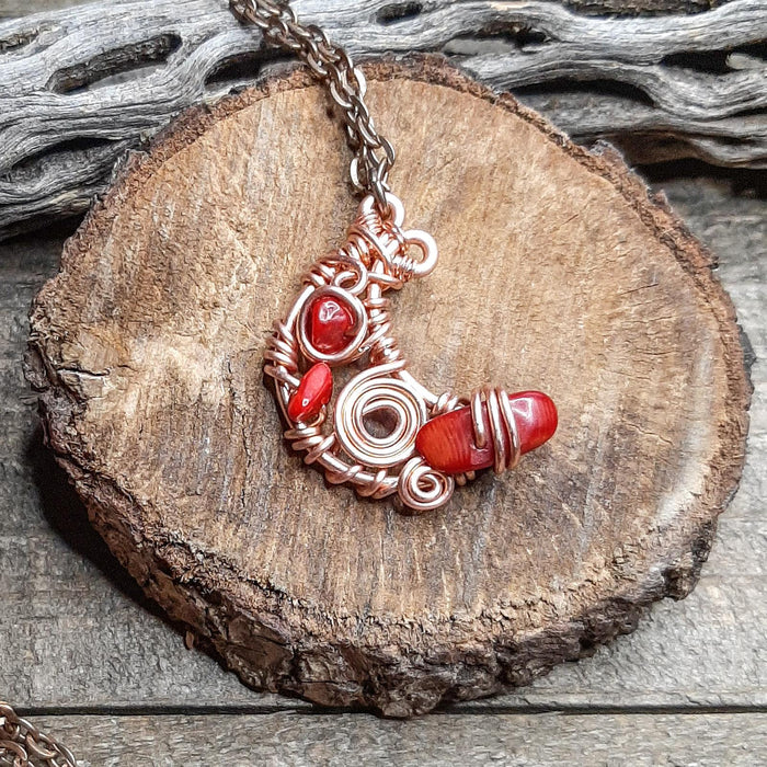 Mini Moons Ago Red Agate Necklace Medium View