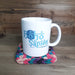 Mug Rug Turquoise Blue Purple Black and Pink with Mug