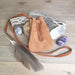 Brown Mocassin Leather Gemstone Pouch Front 