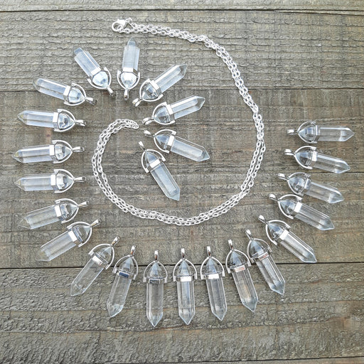 Quartz Crystal Point Pendants in a Swirl