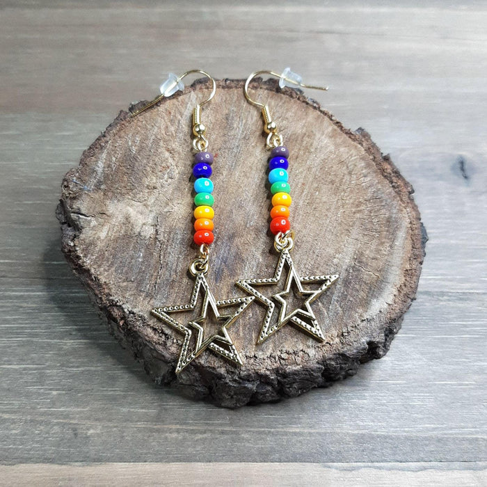 Gold Star Rainbow Earrings