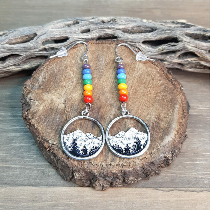 Silver Adventurer Rainbow Earrings Hand-made Hypoallergenic