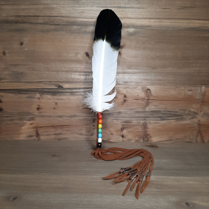 Boho Sapien Brand Rainbow Wrapped Feather Hand-made Deerskin Leather