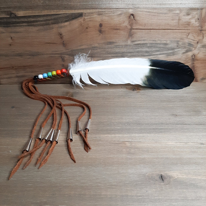 Boho Sapien Brand Rainbow Wrapped Feather Hand-made Deerskin Leather