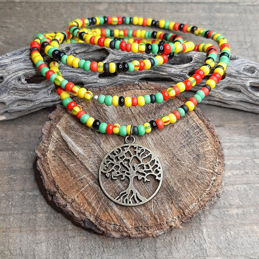 Tree of Life Reggae Love Beads on Wood