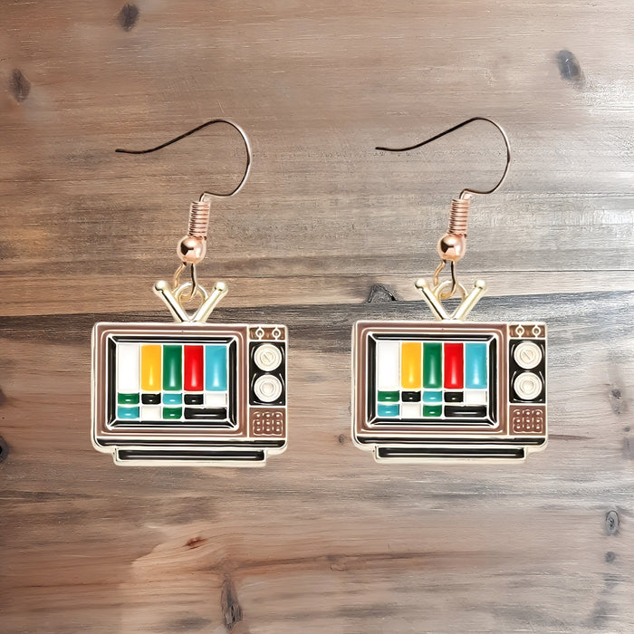 Retro Test Pattern Earrings with Rabbit Ears