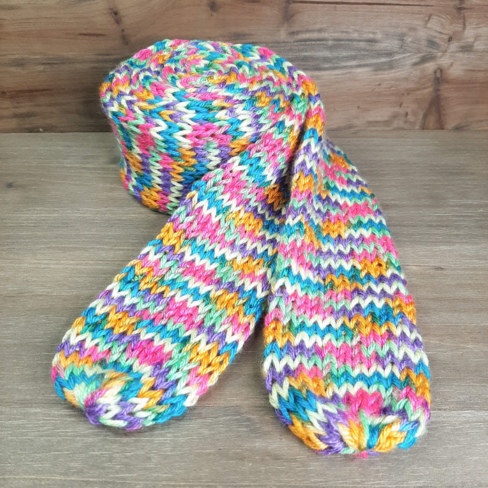 Bright Pastel Rainbow Scarf Rolled Up