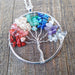 Rainbow Gemstone Tree of Life Necklace Wavy Trunk