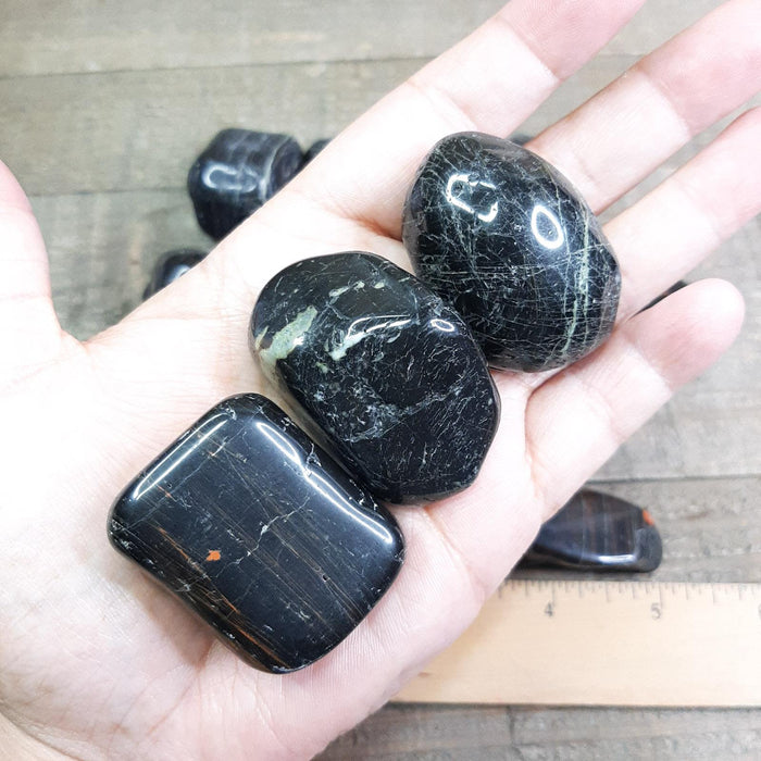 Tumbled Black Tourmaline 3 Stones in Palm