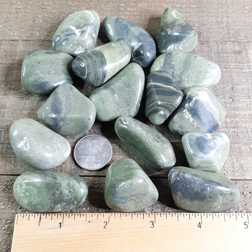 Tumbled Green Jasper A Grade Stones with Ruler