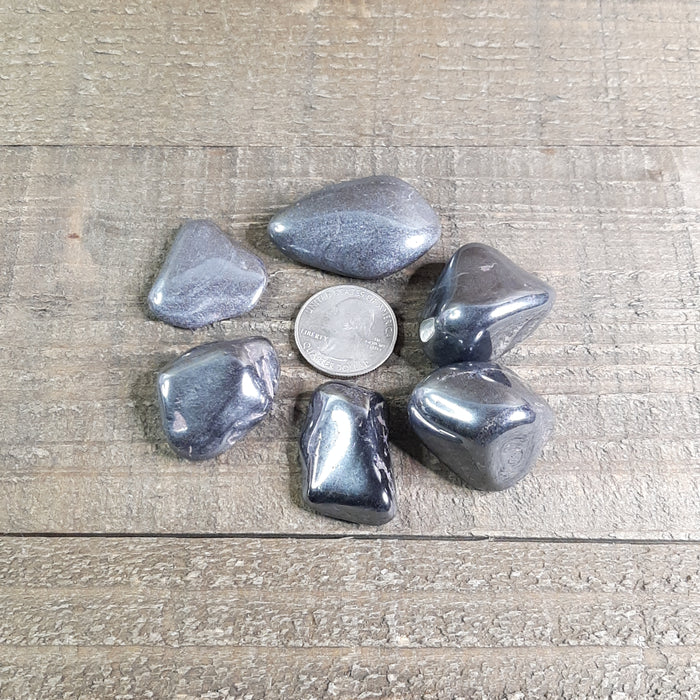 Tumbled Hematite 6 Stones with a Quarter A Grade