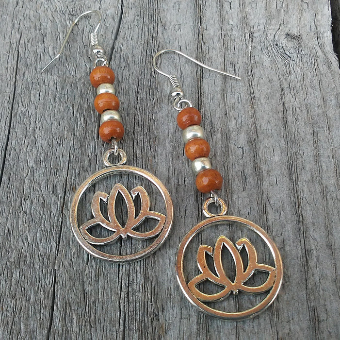 Silver Lotus Flower Earrings