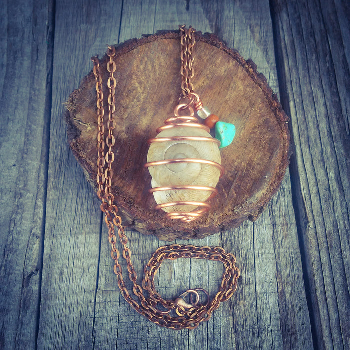 Copper Wrapped Jumbo Snail Shell Necklace