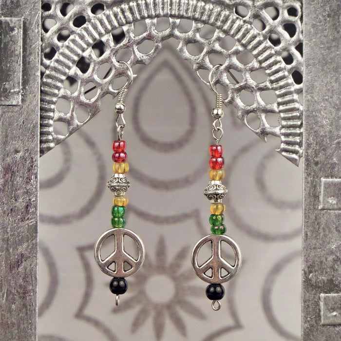 Boho Sapien Peace and Reggae Earrings Ornate Cones