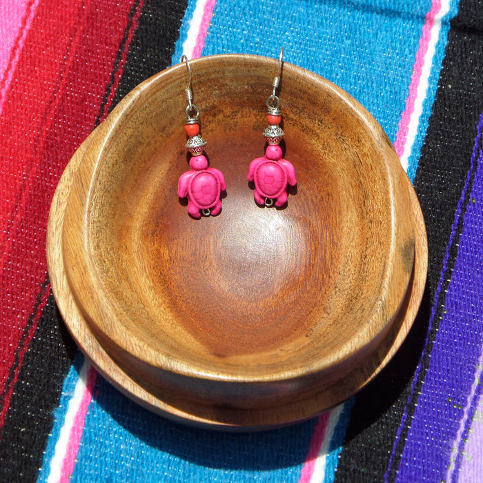 Boho Sapien Pink Turtles Earrings