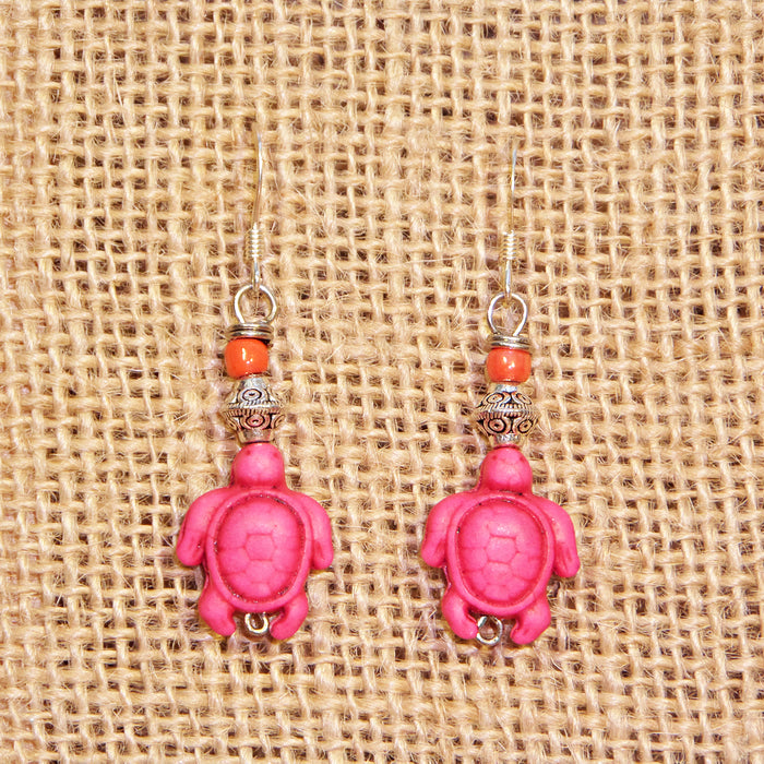 Boho Sapien Pink Turtles Earrings