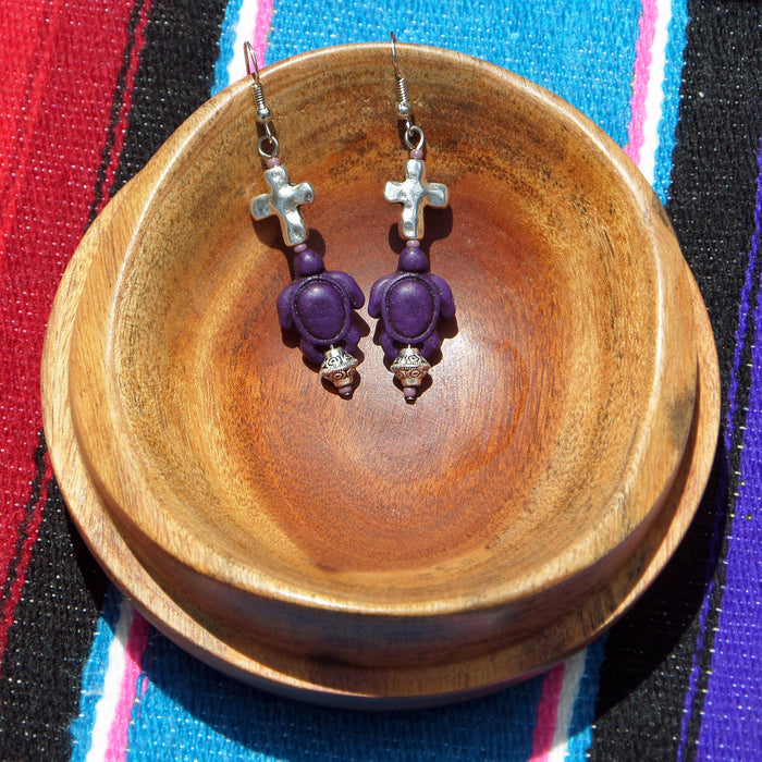 Boho Sapien Purple Faith and Turtles Earrings